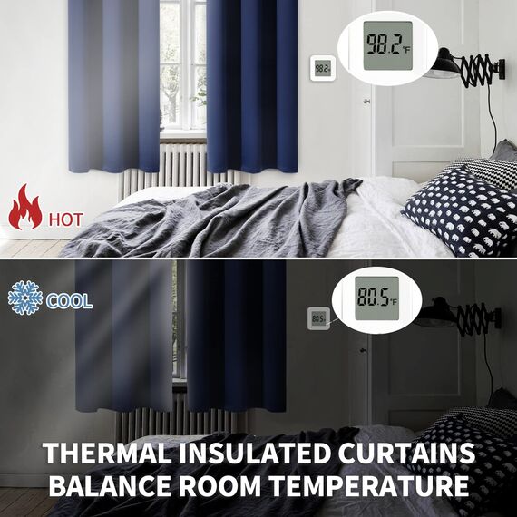 BGment Verdunkelungsvorhänge für Wohnzimmer – Thermoisolierende Vorhänge für Schlafzimmer, Set mit 2 Paneelen (132 x 213 cm, Marineblau)