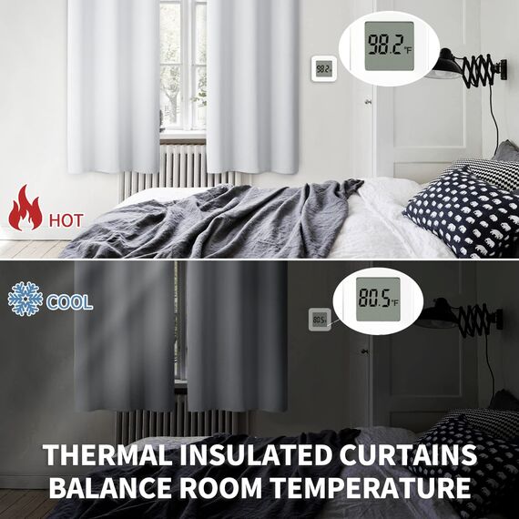 BGment Raumverdunkelungsvorhänge, 213 cm lang, mit Ösen, wärmeisoliert, Fensterbehandlungsvorhänge für Schlafzimmer, 2 Paneele, 132 x 213 cm, Grauweiß