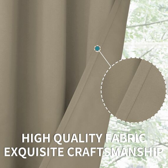 BGment Raumverdunkelungsvorhänge, 213,3 cm lang, mit Ösen, wärmeisolierte Vorhänge, Fensterbehandlungsvorhänge für Schlafzimmer, 2 Paneele, 132 x 213 cm, Kakao