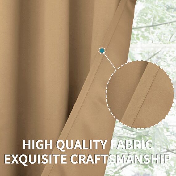 BGment Verdunklungsvorhänge für Wohnzimmer – Thermoisolierende Vorhänge für Schlafzimmer, 2 Paneele von 107 x 213 cm, Khaki
