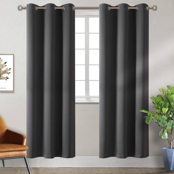 BGment Verdunkelungsvorhänge für Schlafzimmer, mit Ösen, wärmeisoliert, Raumverdunkelungsvorhänge für Wohnzimmer, Set mit 2 Paneele (96,5 x 213,3 cm, Dunkelgrau)
