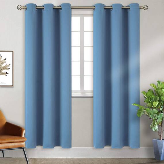 BGment Verdunkelungsvorhänge für Schlafzimmer – Thermoisolierte Vorhänge für Wohnzimmer, Set mit 2 Paneelen (96,5 x 213,3 cm, verblasster Denim)