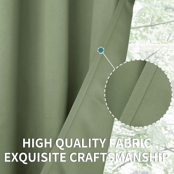 BGment Raumverdunkelungsvorhänge 213 cm lang - Ösen, wärmeisolierte Vorhänge, Fensterbehandlungsvorhänge für Schlafzimmer, 2 Paneele, 107 x 213 cm, grasgrün