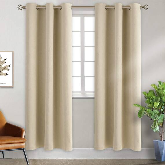 BGment Raumverdunkelungsvorhänge, 213,3 cm lang, mit Ösen, wärmeisolierte Vorhänge, Fensterbehandlungsvorhänge für Schlafzimmer, 2 Paneele, 96,5 x 213,3 cm, Beige