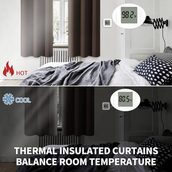 BGment Verdunkelungsvorhänge für Schlafzimmer – Ösen wärmeisolierte Raumverdunkelungsvorhänge für Wohnzimmer, Set mit 2 Paneelen (178 x 213 cm, Braun)