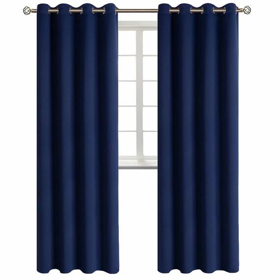 BGment Verdunkelungsvorhänge für Wohnzimmer, Thermoisolierung, Raumverdunkelungsvorhänge für Schlafzimmer, 2 Paneele à 132 x 244 cm, Marineblau