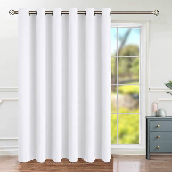 BGment Raumverdunkelungsvorhänge für Wohnzimmer, 213 cm lang, extra breite Glasschiebetürvorhänge, dick, wärmeisoliert, Sichtschutzvorhang, 1 Panel, reines Weiß, 305 cm breit