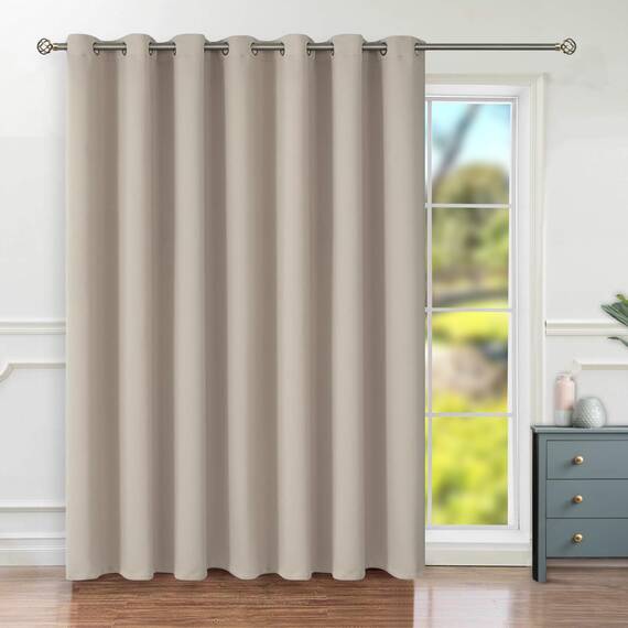 BGment Schiebetürvorhang für Terrasse, extra breiter Raumteiler, Verdunkelung, wärmeisoliert, Sichtfenster, 213 cm lang, 254 cm breit, 1 Panel, Kamel