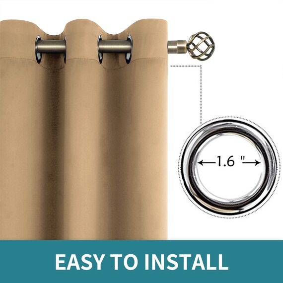 BGment Verdunklungsvorhänge für Schlafzimmer – Thermoisolierte Raumverdunkelungsvorhänge für Wohnzimmer, Set von 2 Paneelen (132 x 244 cm, Khaki)