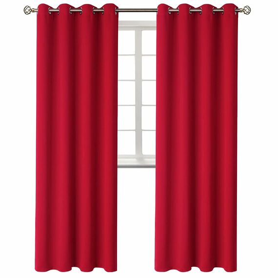 BGment Raumverdunkelungsvorhänge 244 cm lang – Ösen wärmeisolierte Vorhänge für Schlafzimmer, 2 Paneele, 132 x 244 cm, Rot