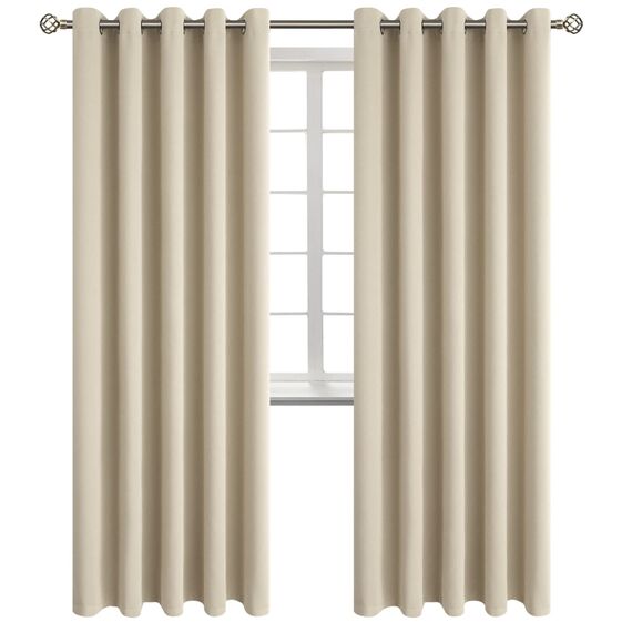 BGment Raumverdunkelungsvorhänge 213 cm lang – Ösen, wärmeisoliert, Fensterbehandlungsvorhänge für Schlafzimmer, 2 Paneele, 178 x 213 cm, Beige