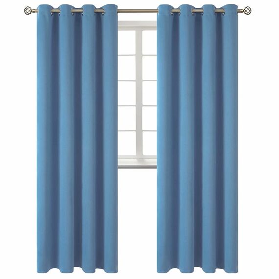 BGment Verdunkelungsvorhänge für Schlafzimmer – Ösen wärmeisolierte Raumverdunkelungsvorhänge für Wohnzimmer, Set mit 2 Paneelen (132 x 249 cm, verblasster Denim)