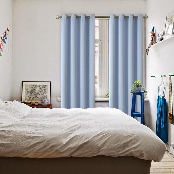 BGment Verdunkelungsvorhänge für Wohnzimmer – Thermoisolierende Vorhänge für Schlafzimmer, 2 Paneele von 132 x 244 cm, Spa Blau