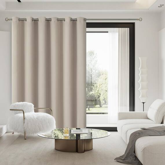 BGment Terrassen-Schiebetürvorhang für Schlafzimmer, 213 cm Länge, extra breiter Raumteiler, Raumverdunkelungsvorhang, wärmeisoliert, Privatsphäre, schalldicht, Wohnzimmer, 1 Panel, kamelfarben, 305