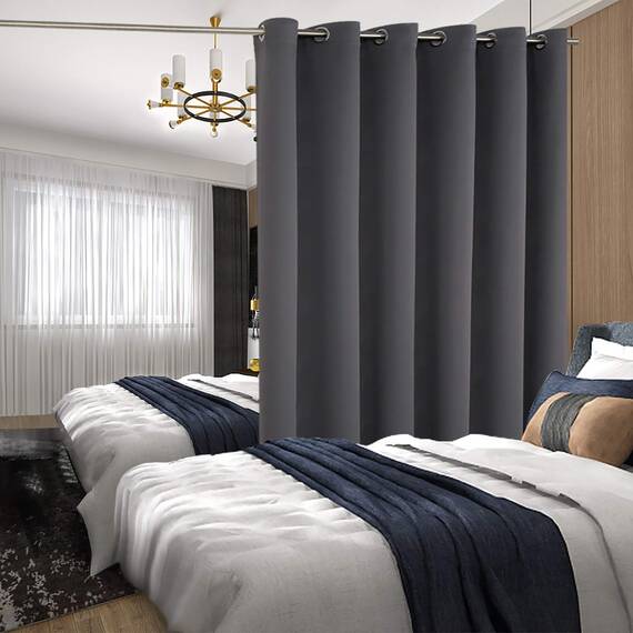 BGment Raumverdunkelungsvorhänge für Wohnzimmer und Schlafzimmer, 213 cm lang, 308 cm breit, extra breite Glasschiebetürplatte, dick isoliert, schützt die Privatsphäre, Dunkelgrau