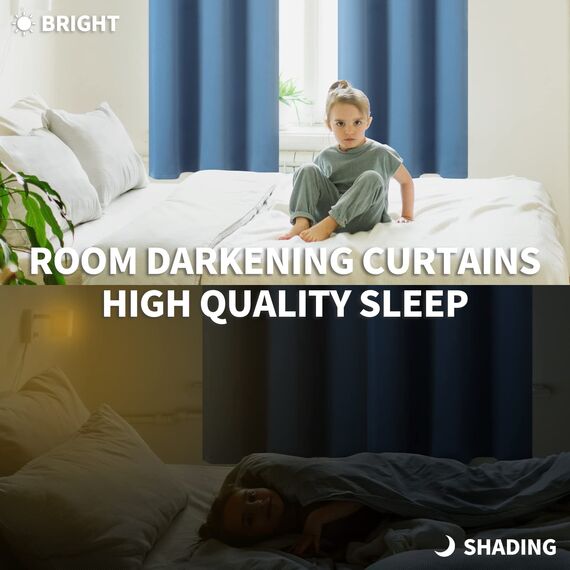 BGment Verdunkelungsvorhänge für Schlafzimmer – Ösen wärmeisolierte Raumverdunkelungsvorhänge für Wohnzimmer, Set mit 2 Paneelen (132 x 249 cm, verblasster Denim)