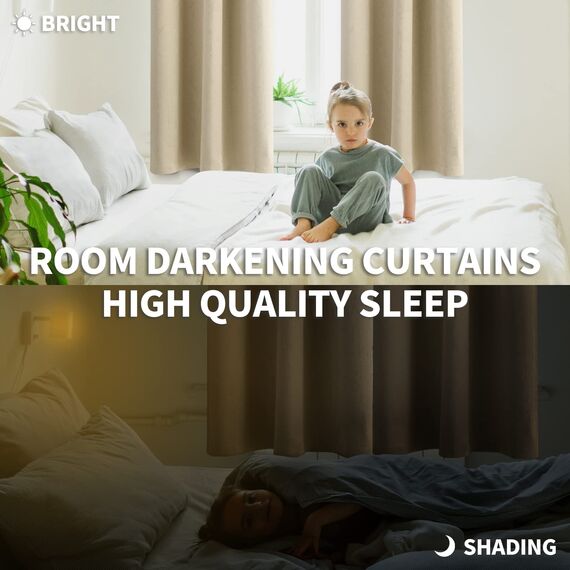 BGment Raumverdunkelungsvorhänge 213 cm lang – Ösen, wärmeisoliert, Fensterbehandlungsvorhänge für Schlafzimmer, 2 Paneele, 178 x 213 cm, Beige