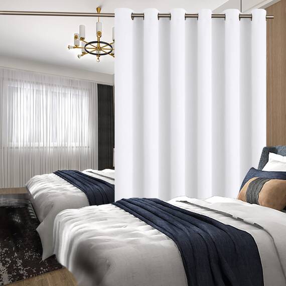 BGment Raumverdunkelungsvorhänge für Wohnzimmer, 213 cm lang, extra breite Glasschiebetürvorhänge, dick, wärmeisoliert, Sichtschutzvorhang, 1 Panel, reines Weiß, 305 cm breit