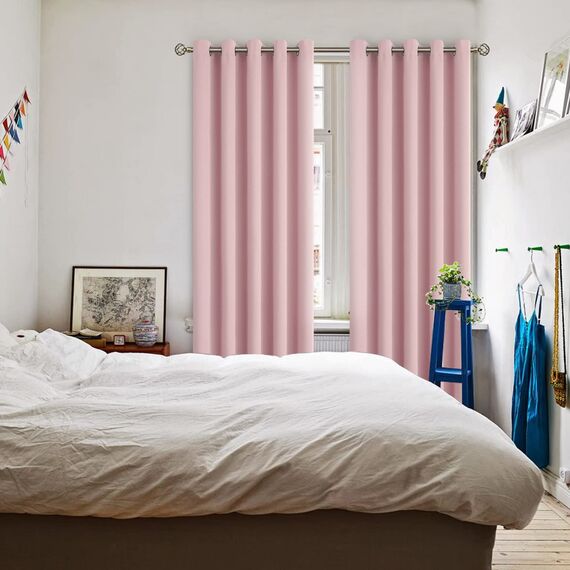 BGment Raumverdunkelungsvorhänge 213 cm lang – Ösen, wärmeisoliert, Fensterbehandlungsvorhänge für Schlafzimmer, 2 Paneele, 178 x 213 cm, Babyrosa