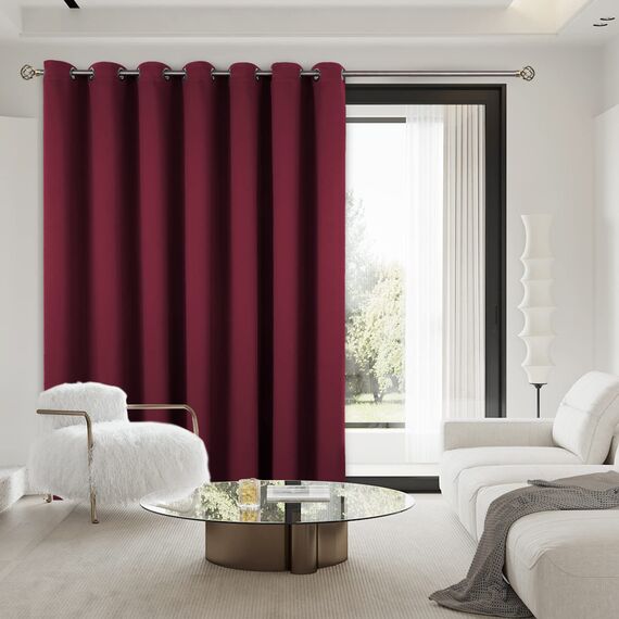 BGment Fashion Schiebetürvorhang, Breite Thermo-Verdunkelungsvorhänge, Raumverdunkelung, Raumteiler, Fenstervorhang, 1 Panel, Burgunderrot, 254 x 213 cm (L x B)