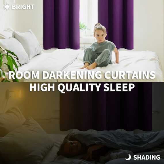 BGment Verdunkelungsvorhänge – Thermoisolierter Raumverdunkelungsvorhang für Schlafzimmer und Wohnzimmer, Set mit 2 Paneelen (132 x 244 cm, Königsviolett)