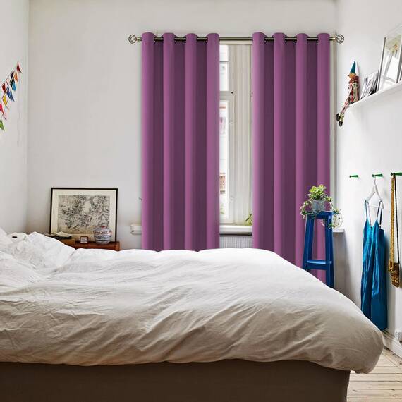 BGment Raumverdunkelungsvorhänge, 240 cm lang, mit Ösen, wärmeisolierte Vorhänge, Fensterbehandlungsvorhänge für Schlafzimmer, 2 Paneele, 132 x 241 cm, Auberginenviolett