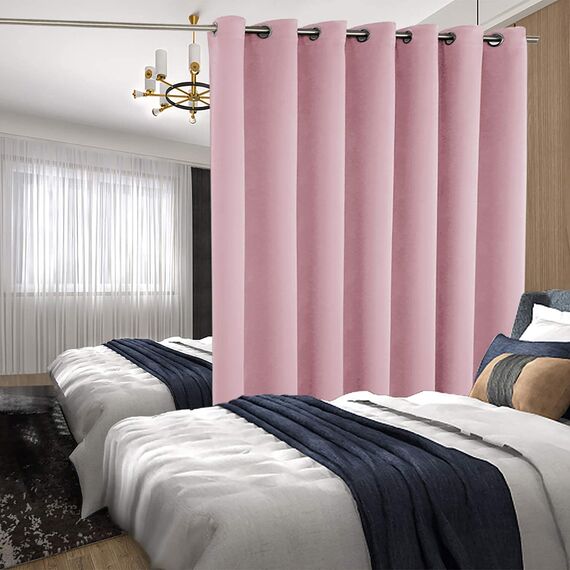 BGment Raumverdunkelungsvorhang für Schiebetür, breiter Verdunkelungsvorhang für Wohnzimmer, 213 cm Länge, Wärmedämmung, Privatsphäre, schalldicht, Fenstervorhang für Schlafzimmer, Rosa, 1 Panel, 254