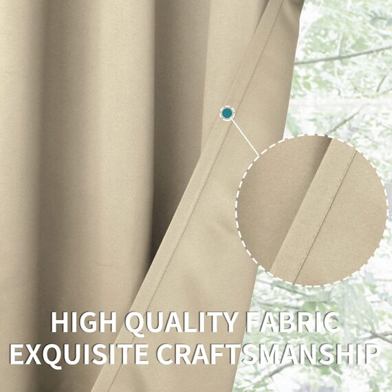 BGment Raumverdunkelungsvorhänge 213 cm lang – Ösen, wärmeisoliert, Fensterbehandlungsvorhänge für Schlafzimmer, 2 Paneele, 178 x 213 cm, Beige