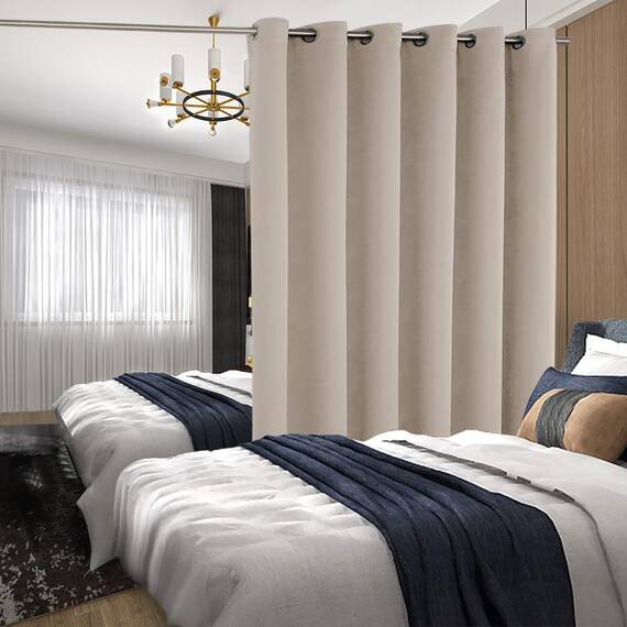 BGment Terrassen-Schiebetürvorhang für Schlafzimmer, 213 cm Länge, extra breiter Raumteiler, Raumverdunkelungsvorhang, wärmeisoliert, Privatsphäre, schalldicht, Wohnzimmer, 1 Panel, kamelfarben, 305
