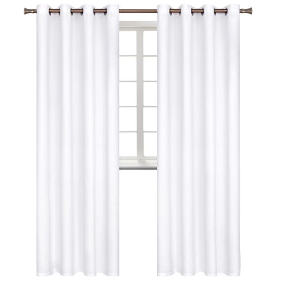 BGment Verdunkelungsvorhänge - Ösen Thermoisolierte Raumverdunkelung Schlafzimmer und Wohnzimmer Vorhänge Set mit 2 Paneelen (132 x 274 cm, Reinweiß)
