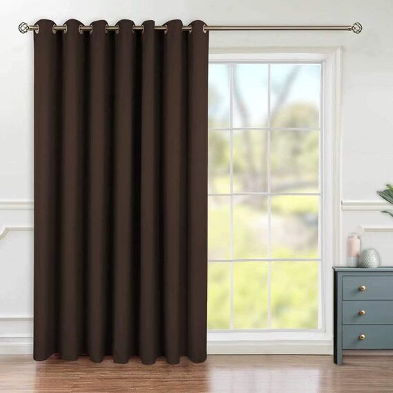 BGment Brauner Schiebetürvorhang 213 cm lang, breiter Raumteiler Sichtschutz Vorhang für Schlafzimmer, Thermovorhang für Glastür, Raumverdunkelung, geräuschreduzierend, 1 Panel, je 254 cm breit