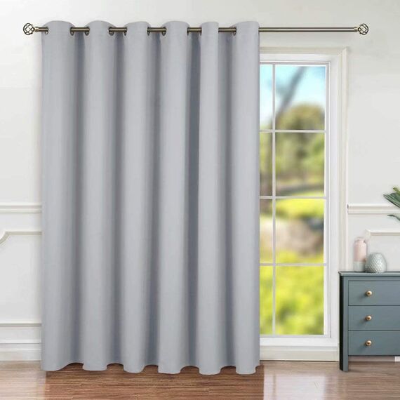 BGment Modischer Schiebetürvorhang 305,8 x 244,8 cm, breit, Thermo-Verdunkelungsvorhänge, Raumteiler, Fenstervorhang, 1 Paneel, Hellgrau, 244 cm Länge x Breite 308 cm