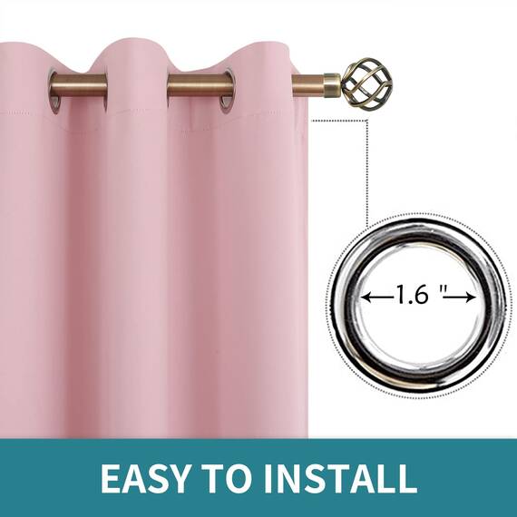 BGment Raumverdunkelungsvorhänge, 308 cm lang – Ösen, wärmeisolierte Vorhänge, Fensterbehandlungsvorhänge für Schlafzimmer, 2 Paneele, 132 x 308 cm, Babyrosa