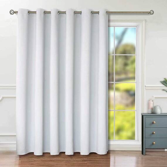BGment Große Raumverdunkelungsvorhänge, modischer Schiebetürvorhang, breiter Thermo-Raumteiler-Fenstervorhang, 1 Panel, grauweiß, 244 cm Länge x 305 cm Breite