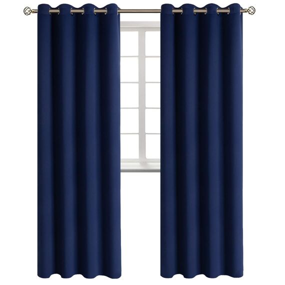 BGment Verdunkelungsvorhänge - Ösen Thermoisolierte Raumverdunkelung Schlafzimmer und Wohnzimmer Vorhänge Set mit 2 Paneelen (132 x 274 cm, Marineblau)