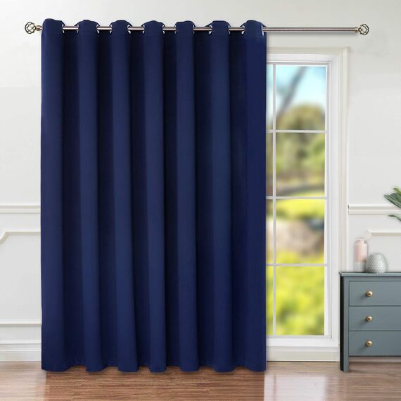 BGment Modischer Schiebetürvorhang 254 x 244 cm, breit, Thermo-Verdunkelungsvorhänge, Raumteiler, Fenstervorhang, 1 Panel, Marineblau, 244 cm Länge x Breite 254 cm