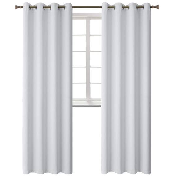 BGment Verdunkelungsvorhänge - Ösen Thermoisolierte Raumverdunkelung Schlafzimmer und Wohnzimmer Vorhänge Set mit 2 Paneelen (132 x 308 cm, Grauweiß)