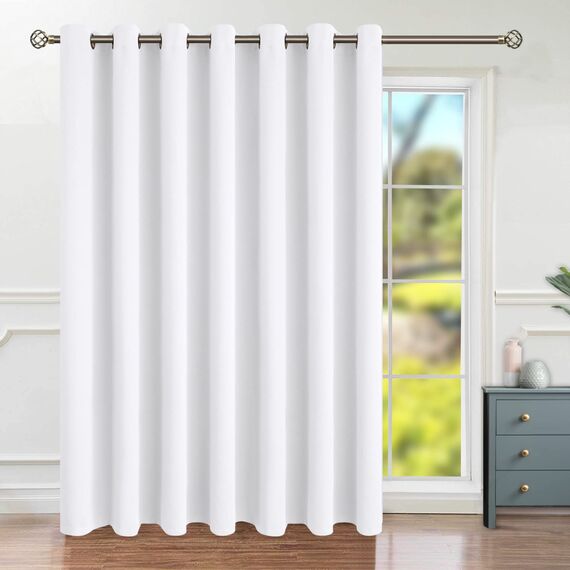 BGment Modischer Schiebetürvorhang 254,4 x 274,4 cm, breit, Thermo-Verdunkelungsvorhänge, Raumteiler, Fenstervorhang, 1 Panel, reinweiß, 274 cm Länge x Breite 250 cm
