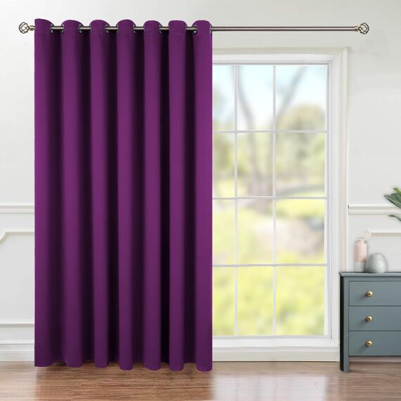 BGment Schiebetürvorhang, 244 cm lang, breit, Raumteiler-Vorhang für Schlafzimmer, Privatsphäre, isoliert, Ösen, Raumtrenner, Vorhang, 254 x 244 cm, Lila