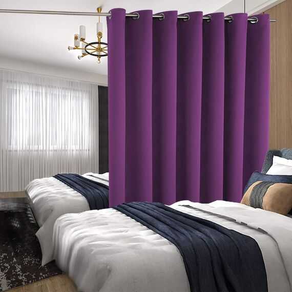 BGment Schiebetürvorhang, 244 cm lang, breit, Raumteiler-Vorhang für Schlafzimmer, Privatsphäre, isoliert, Ösen, Raumtrenner, Vorhang, 254 x 244 cm, Lila