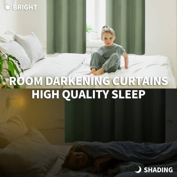 BGment Raumverdunkelungsvorhänge 274 cm lang – Ösen, wärmeisolierte Vorhänge, Fensterbehandlungsvorhänge für Schlafzimmer, 2 Paneele, 132 x 274 cm, grasgrün
