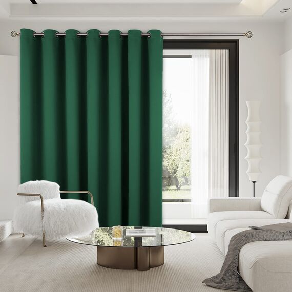 BGment Raumteiler-Vorhang 244 cm Länge für Glasschiebetür, breiter Raumverdunkelungsvorhang für Wohnzimmer, Weihnachtsverdunkelung, Thermo-Türvorhang für Schlafzimmer, Smaragd, 1 Panel, 254 x 244 cm