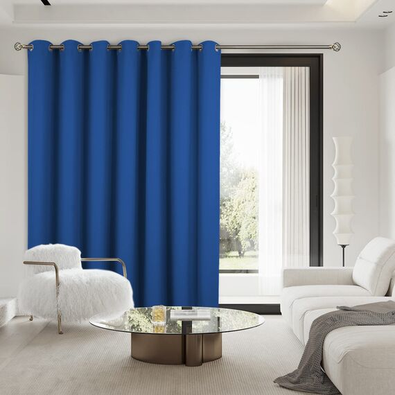 BGment modischer Schiebetürvorhang, Breite Thermo-Verdunkelungsvorhänge, Raumteiler, Fenstervorhang, 1 Panel, Königsblau, Länge 244 cm x Breite 457 cm