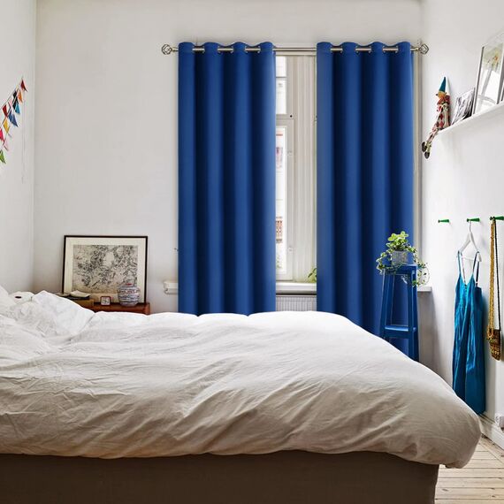 BGment Verdunkelungsvorhänge für Schlafzimmer – Thermoisolierte Vorhänge für Wohnzimmer, 132 x 274 cm, 2 Paneele, Königsblau