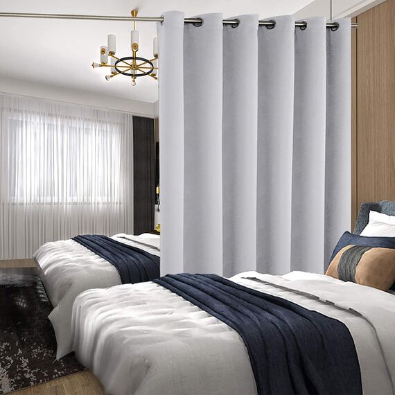 BGment Modischer Schiebetürvorhang 305,8 x 244,8 cm, breit, Thermo-Verdunkelungsvorhänge, Raumteiler, Fenstervorhang, 1 Paneel, Hellgrau, 244 cm Länge x Breite 308 cm