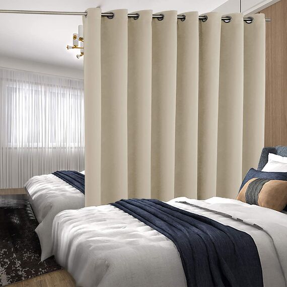 BGment modischer Schiebetürvorhang, Breite Thermo-Verdunkelungsvorhänge, Raumteiler, Fenstervorhang, 1 Panel, Beige, Länge 244 cm x Breite 457 cm