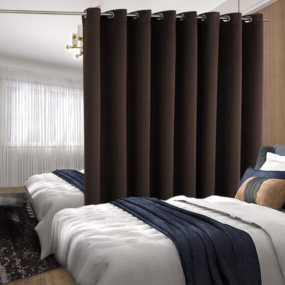 BGment modischer Schiebetürvorhang, breit, thermische Verdunkelungsvorhänge, Raumverdunkelung, Raumteiler, Fenstervorhang, 1 Panel, Braun, 244 cm Länge x 457 cm Breite