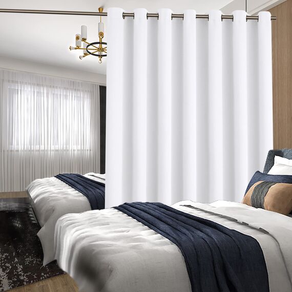 BGment Modischer Schiebetürvorhang 254,4 x 244,8 cm, breit, Thermo-Verdunkelungsvorhänge, Raumteiler, Fenstervorhang, 1 Panel, reinweiß, 244 cm Länge x Breite 254 cm