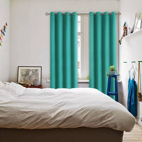 BGment Raumverdunkelungsvorhänge, 308 cm lang – Ösen, wärmeisolierte Vorhänge, Fensterbehandlungsvorhänge für Schlafzimmer, 2 Paneele, 132 x 308 cm, Blaugrün