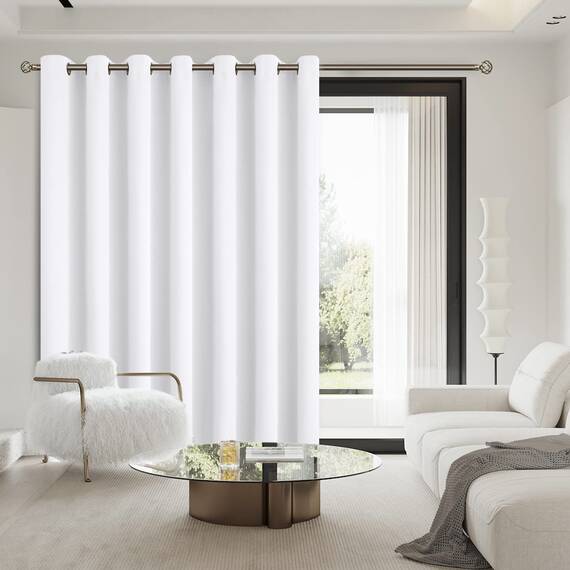 BGment modischer Schiebetürvorhang, Breite Thermo-Verdunkelungsvorhänge, Raumteiler, Fenstervorhang, 1 Panel, reines Weiß, 244 cm Länge x 305 cm Breite